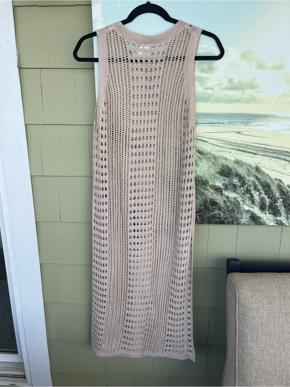 cha cha vente Beige Crochet Maxi Swim Coverup Dress